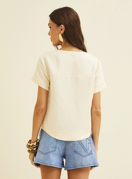 Camiseta Feminina Reta Em Linho