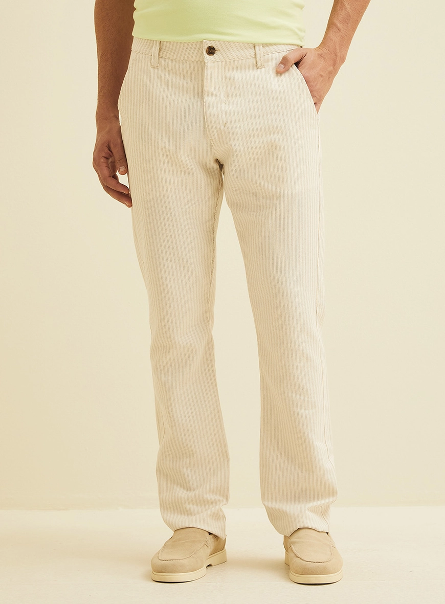 Calça Masculina Reta Listrada Estampados
