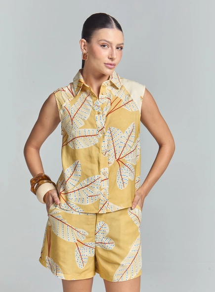 Camisa Feminina Estampada De Alfaiataria