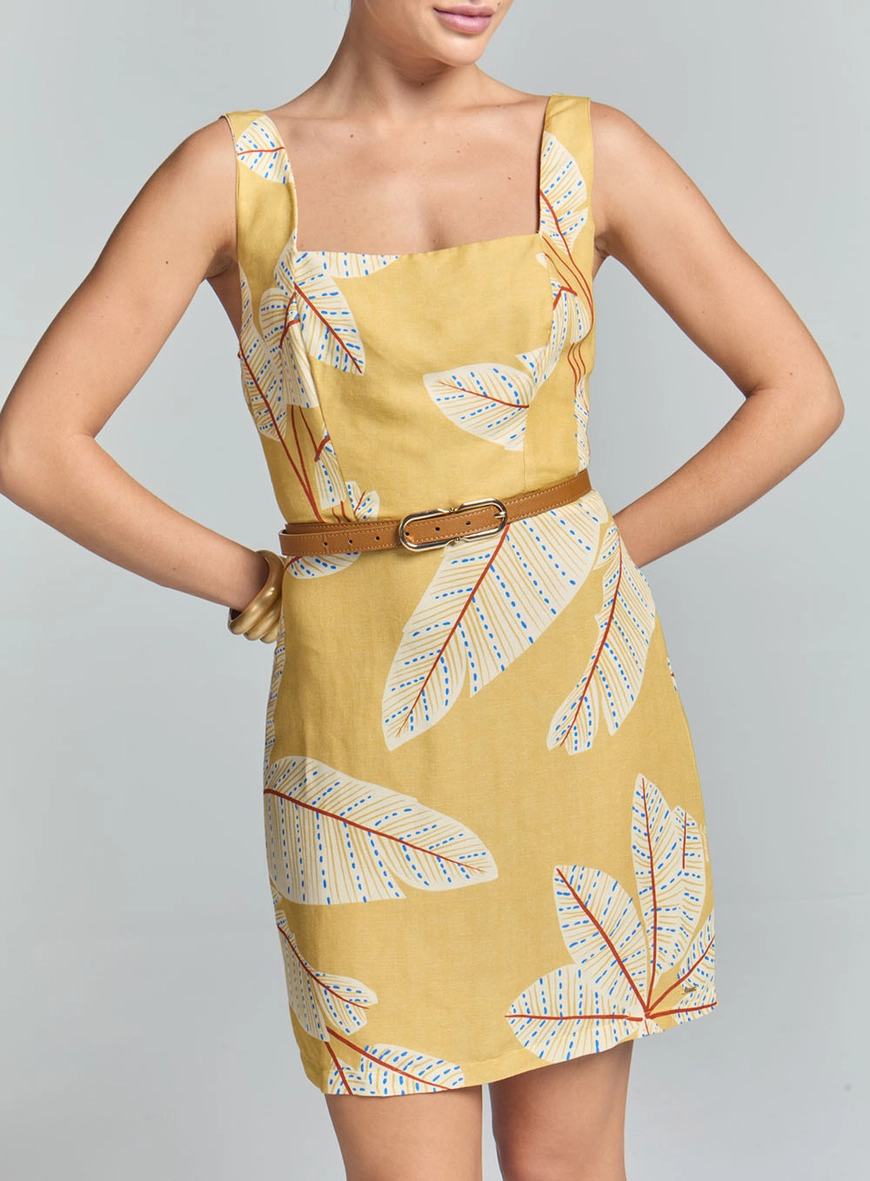 Vestido Curto Linho Estampado Estampados 2