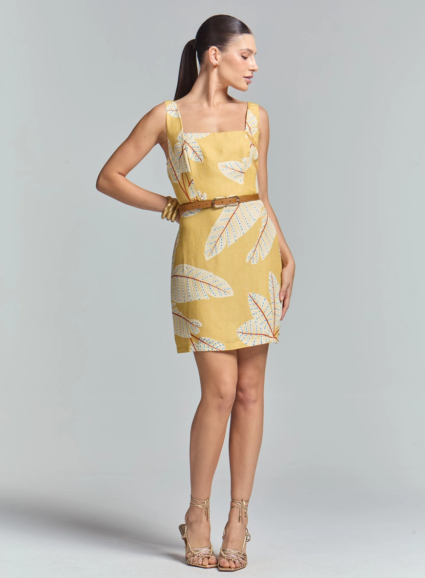 Vestido Curto Linho Estampado Estampados 5