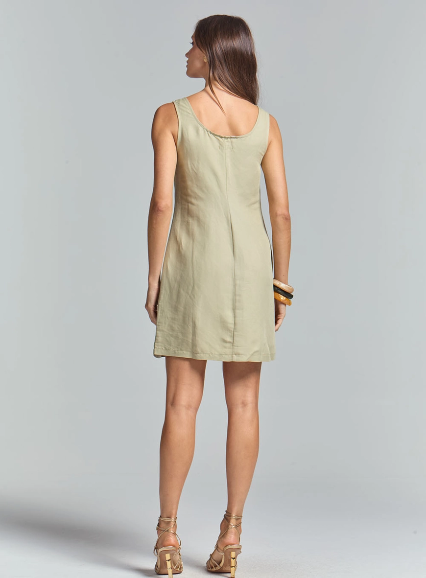 Vestido Curto Comfort Com Fechamento De Botões Verde 4