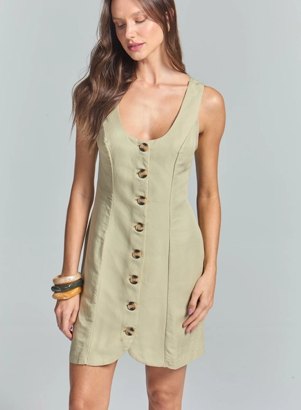 Vestido Curto Comfort Com Fechamento De Botões