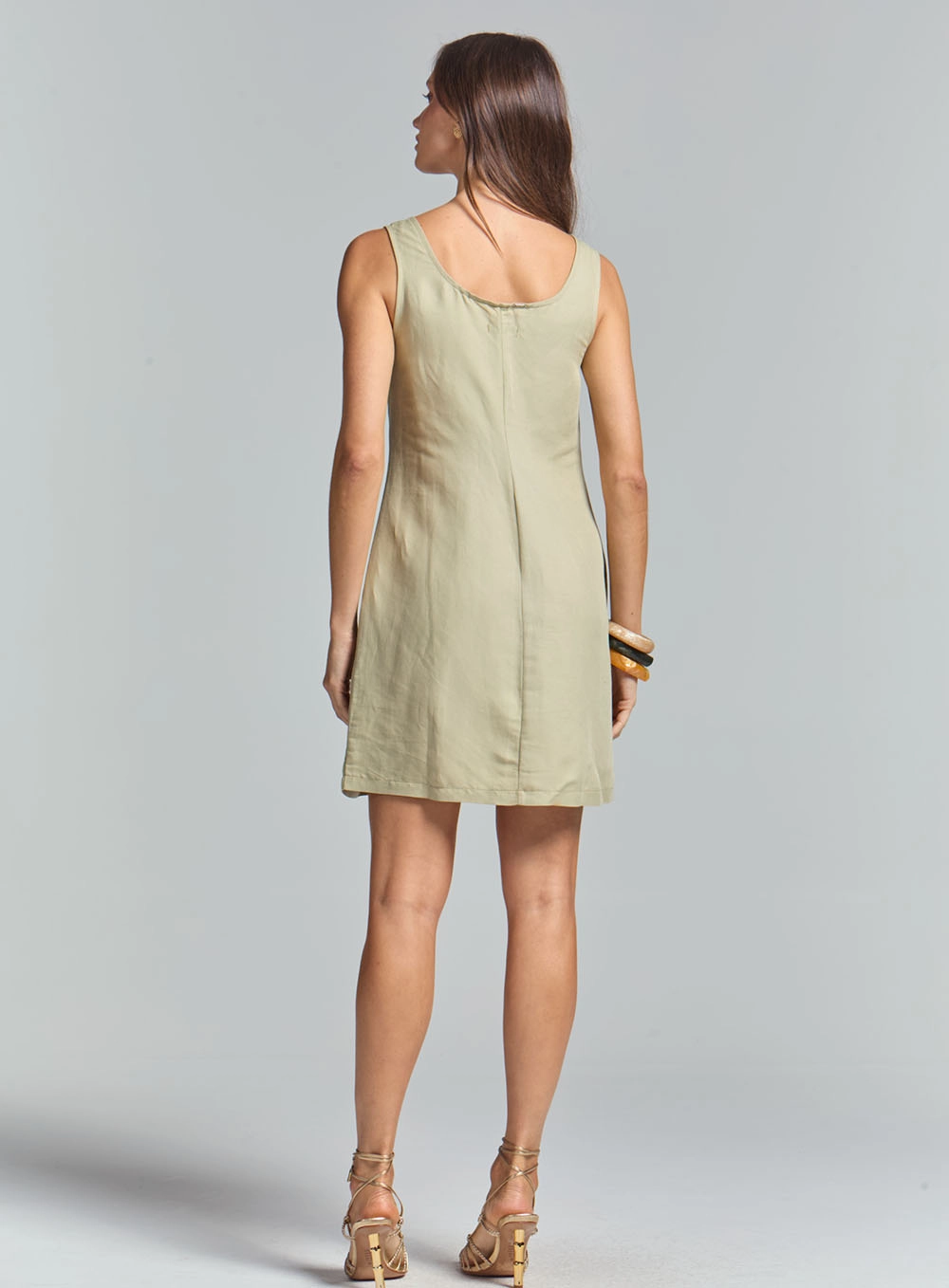 Vestido Curto Comfort Com Fechamento De Botões Verde 4