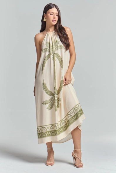 Vestido Midi Evasê Estampado