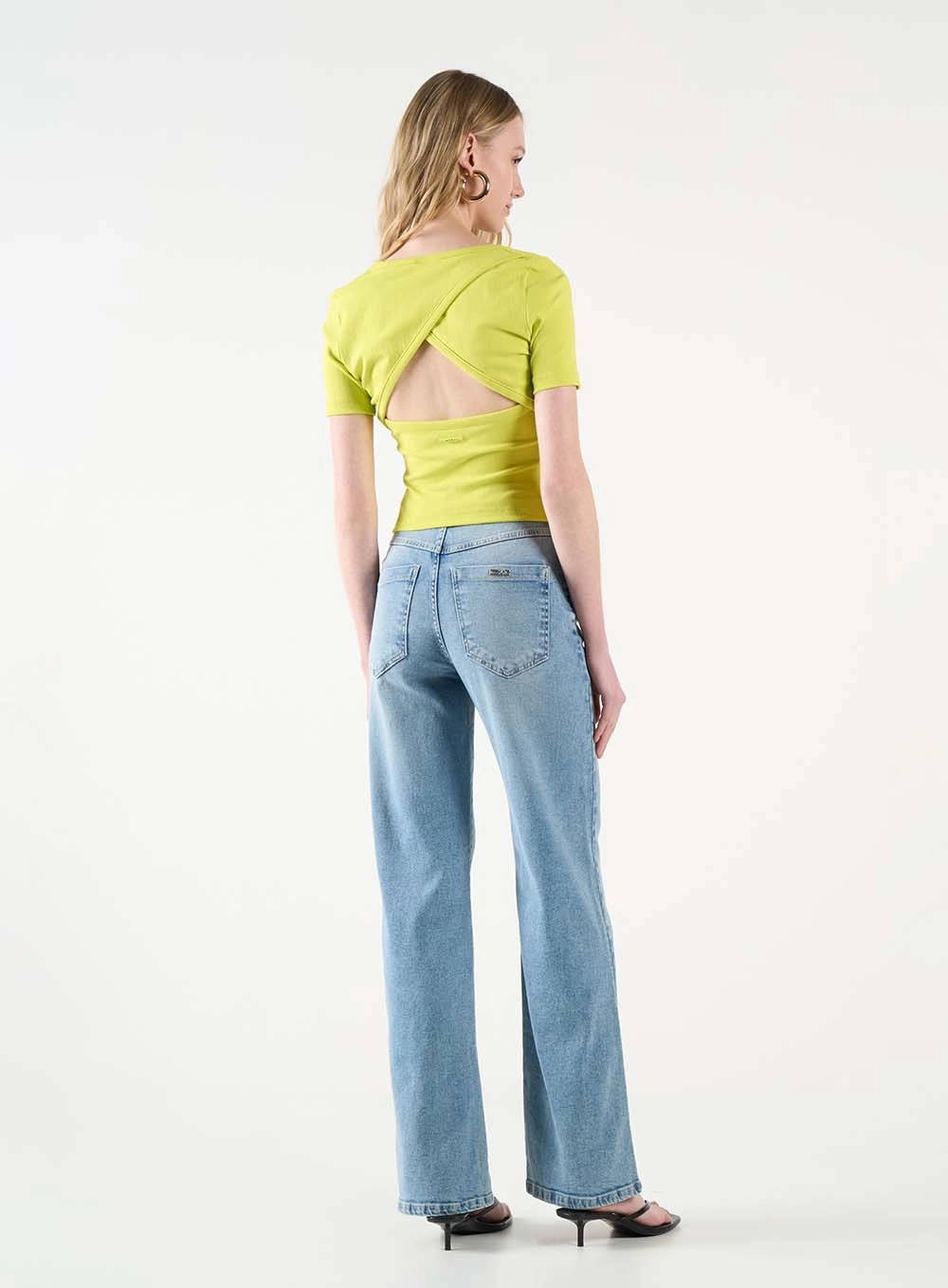 Blusa Canelada Com Transpasse Costas Amarelo 5