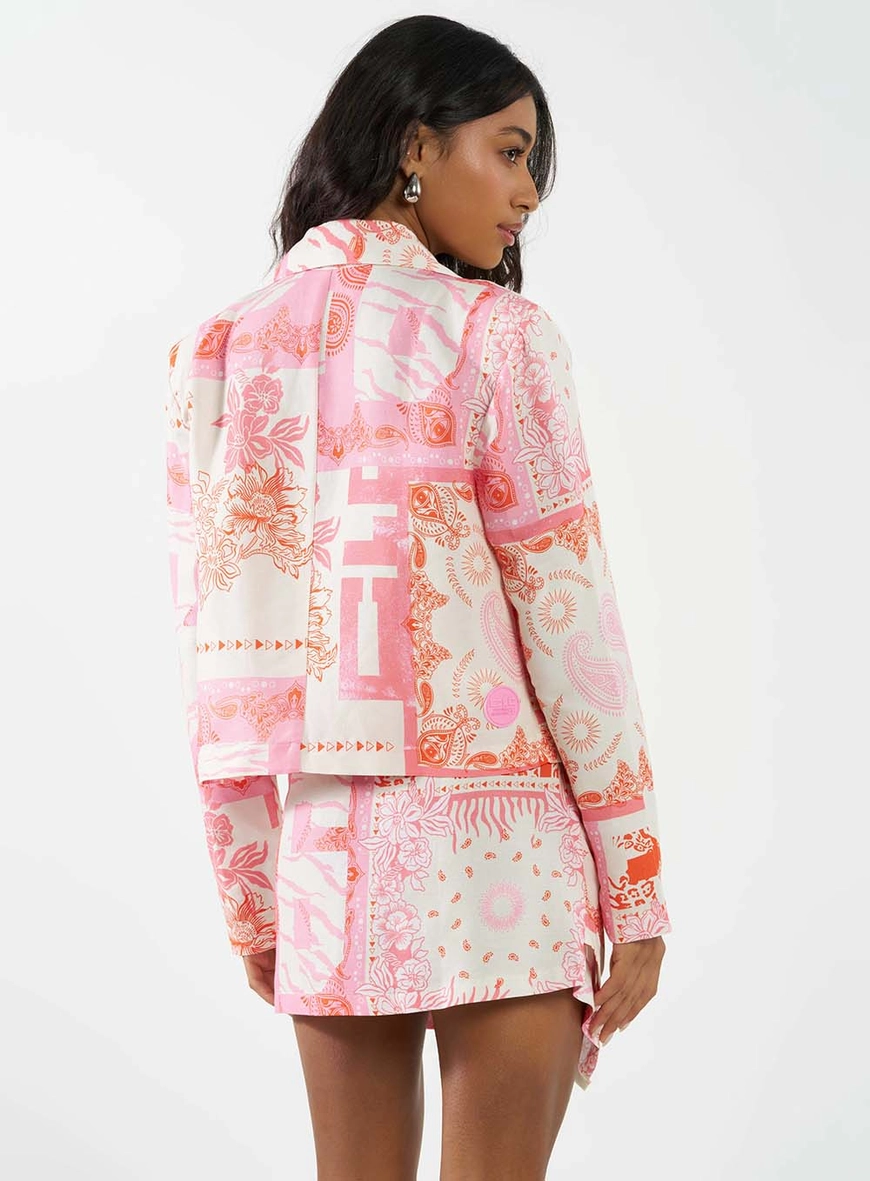 Blazer Feminino Em Linho Estampado Estampados 4