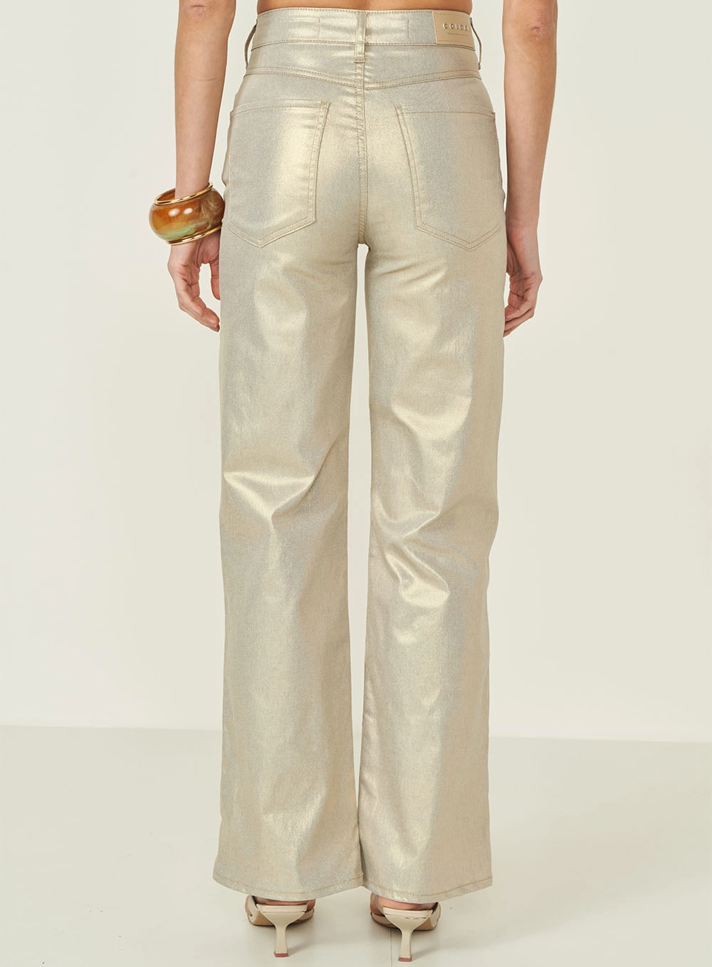 Calça Metalizada Juliette Stretch Dourado