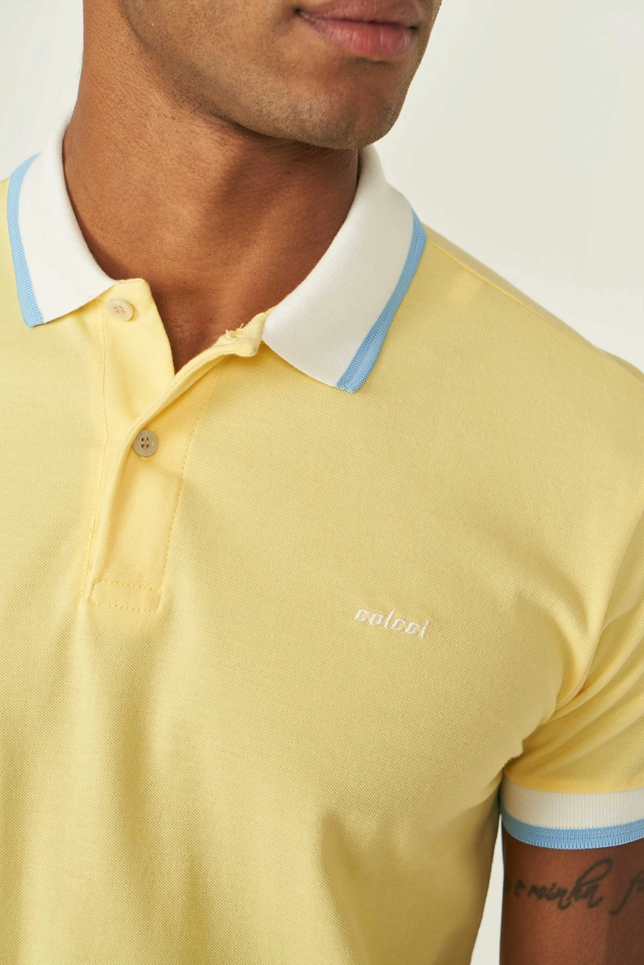 Polo Masculina Slim Amarelo