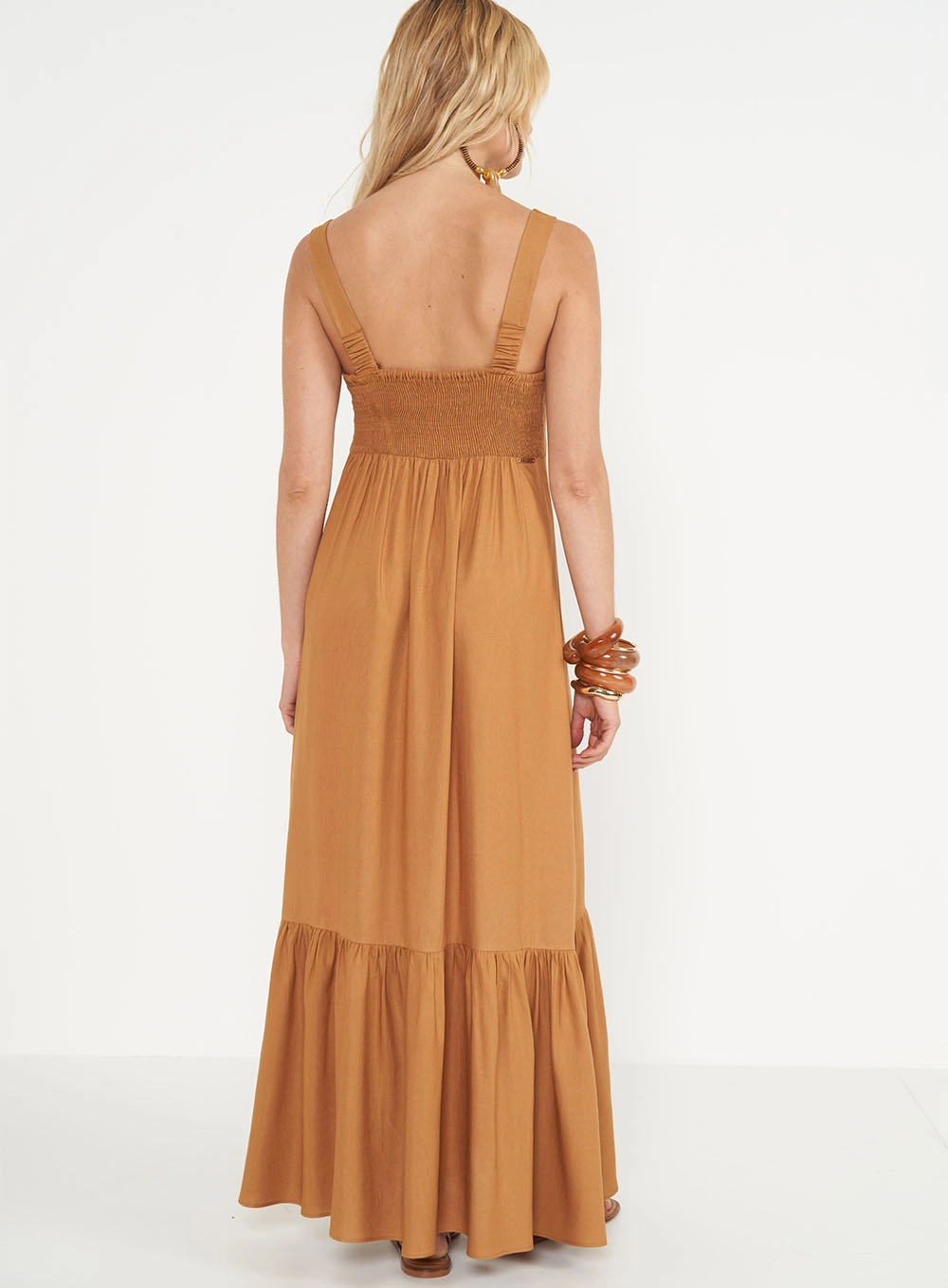 Vestido Longo Evasê Marrom Evermore