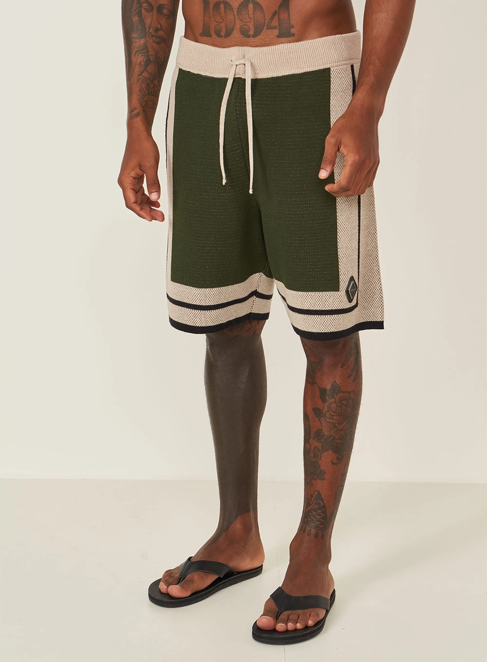 Bermuda Slim Em Tricô Duo Estampados