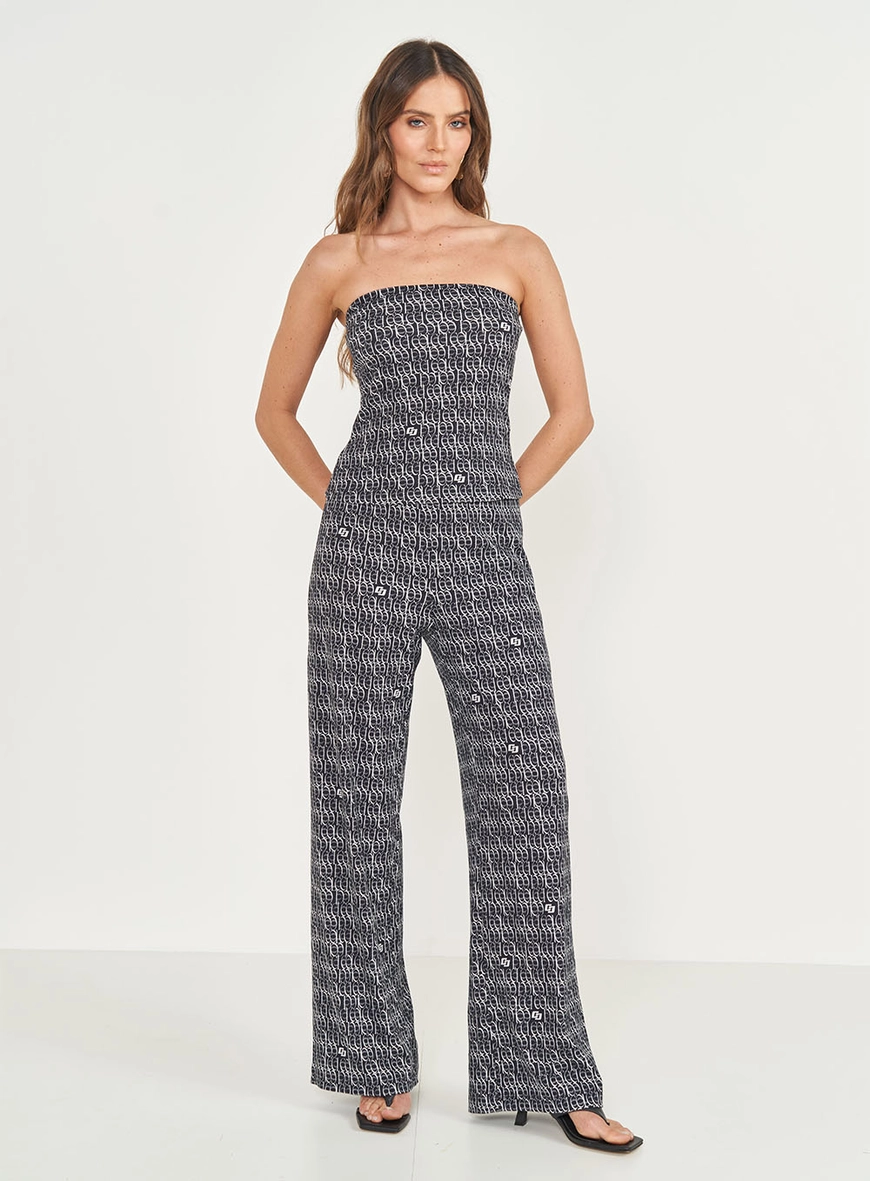 Calça Canelada Logomania Joana