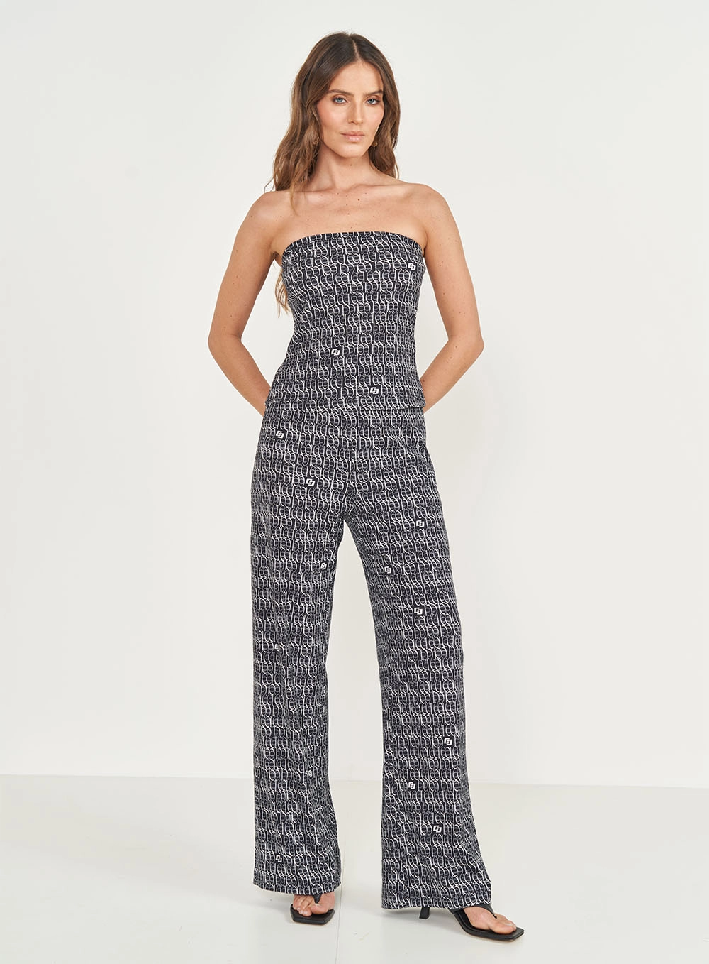 Calça Canelada Logomania Joana Estampados