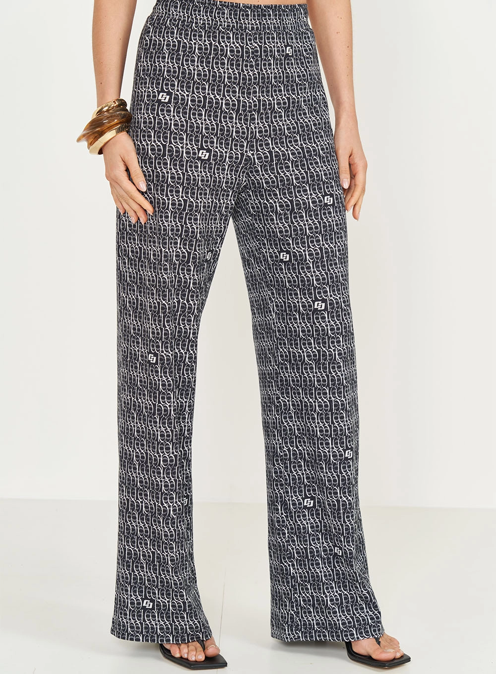 Calça Canelada Logomania Joana Estampados