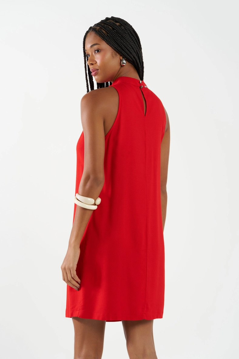 Vestido Curto Gola Alta Vermelho 2