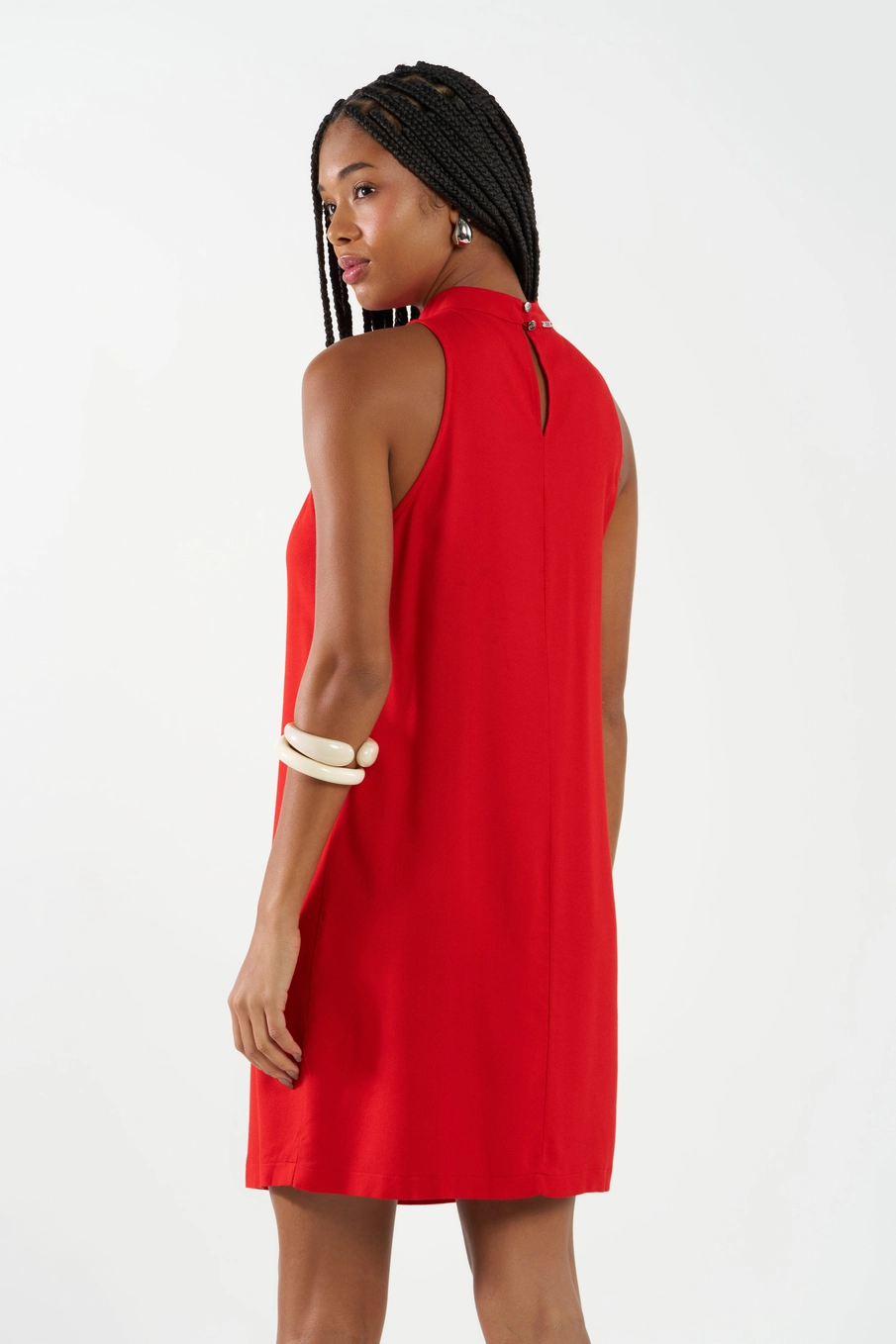 Vestido Curto Gola Alta Vermelho 2