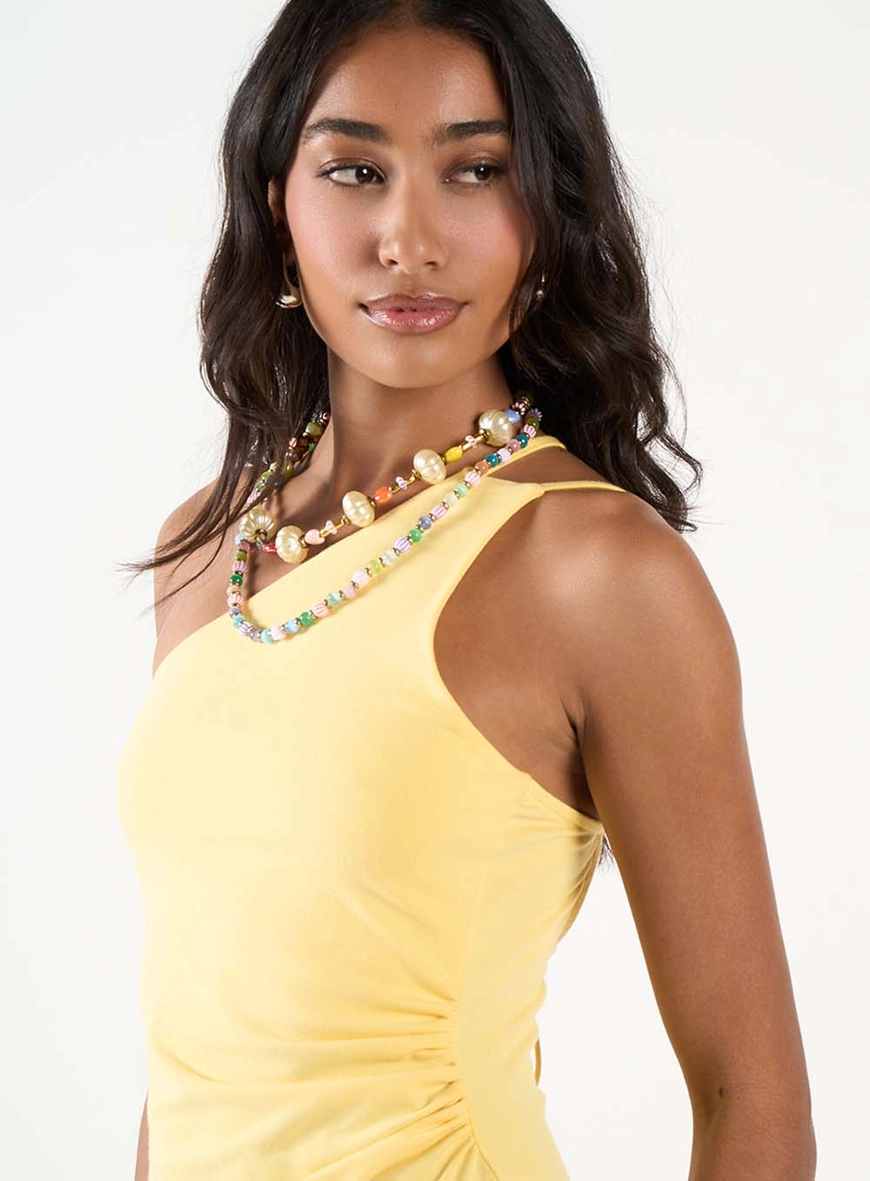 Vestido Curto Small Um Ombro Só Amarelo 5