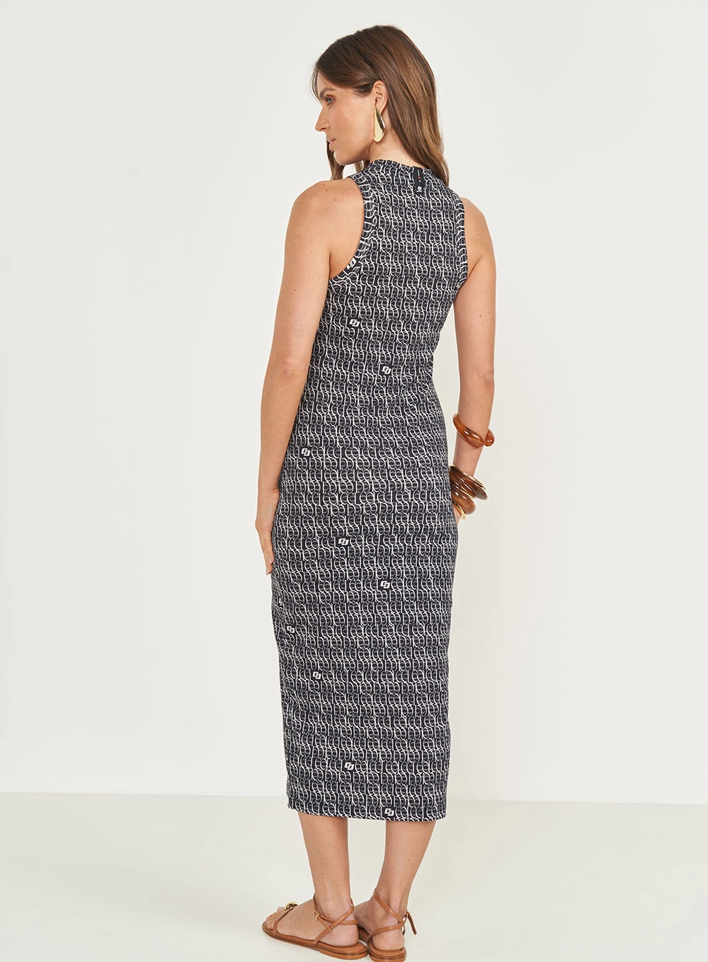 Vestido Midi Slim Logomania Estampados
