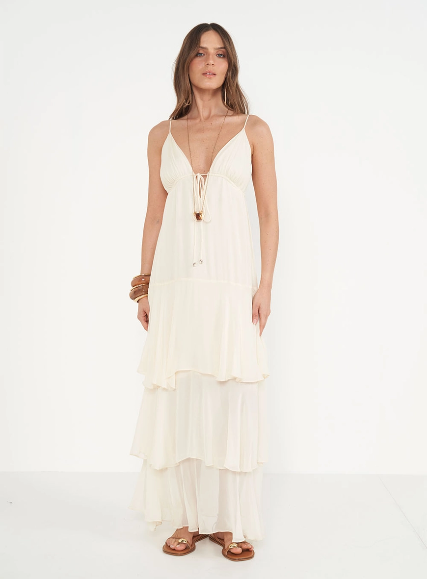 Vestido Longo Comfort Com Babados