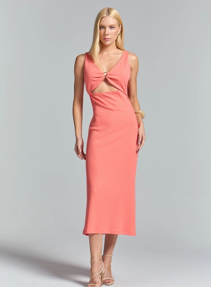 Vestido Midi Slim Canelado