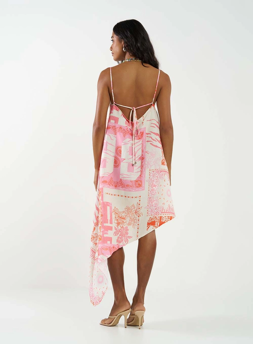Vestido Linho Estampado Com Barra Assimétrica Estampados 4