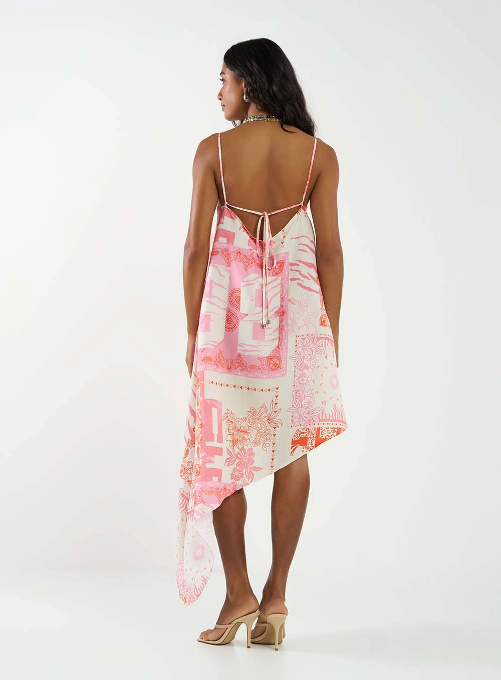 Vestido Linho Estampado Com Barra Assimétrica Estampados 4