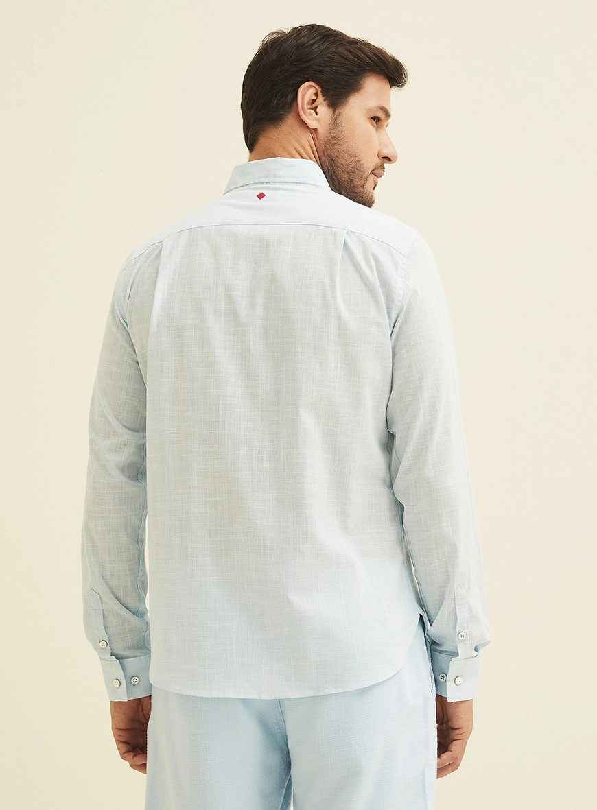Camisa St Barths Manga Longa Azul