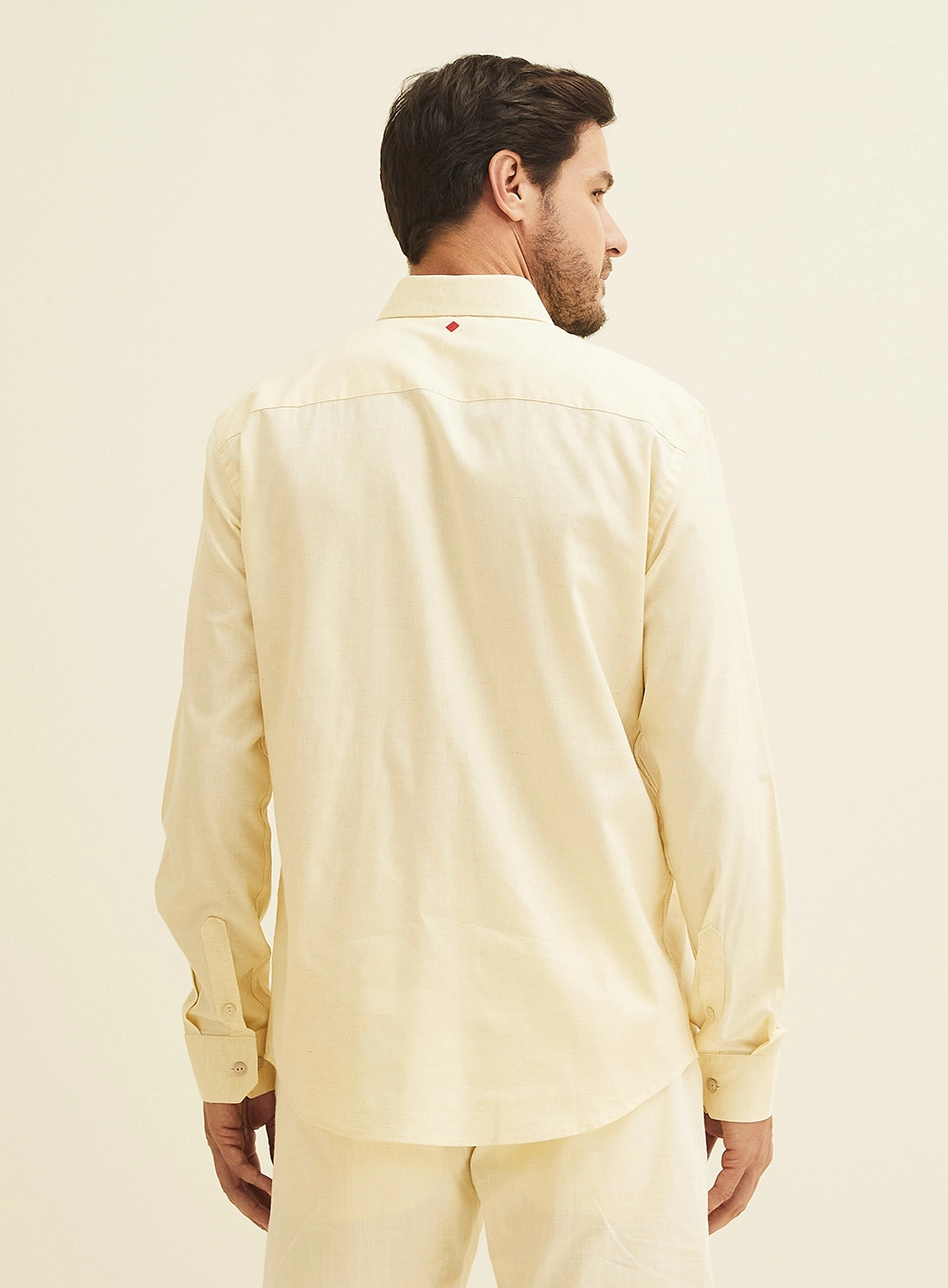 Camisa Masculina Relax Com Linho Amarelo 4