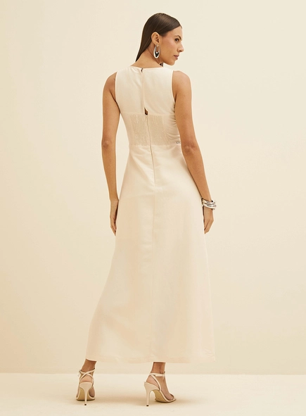 Vestido Midi Reto Em Linho