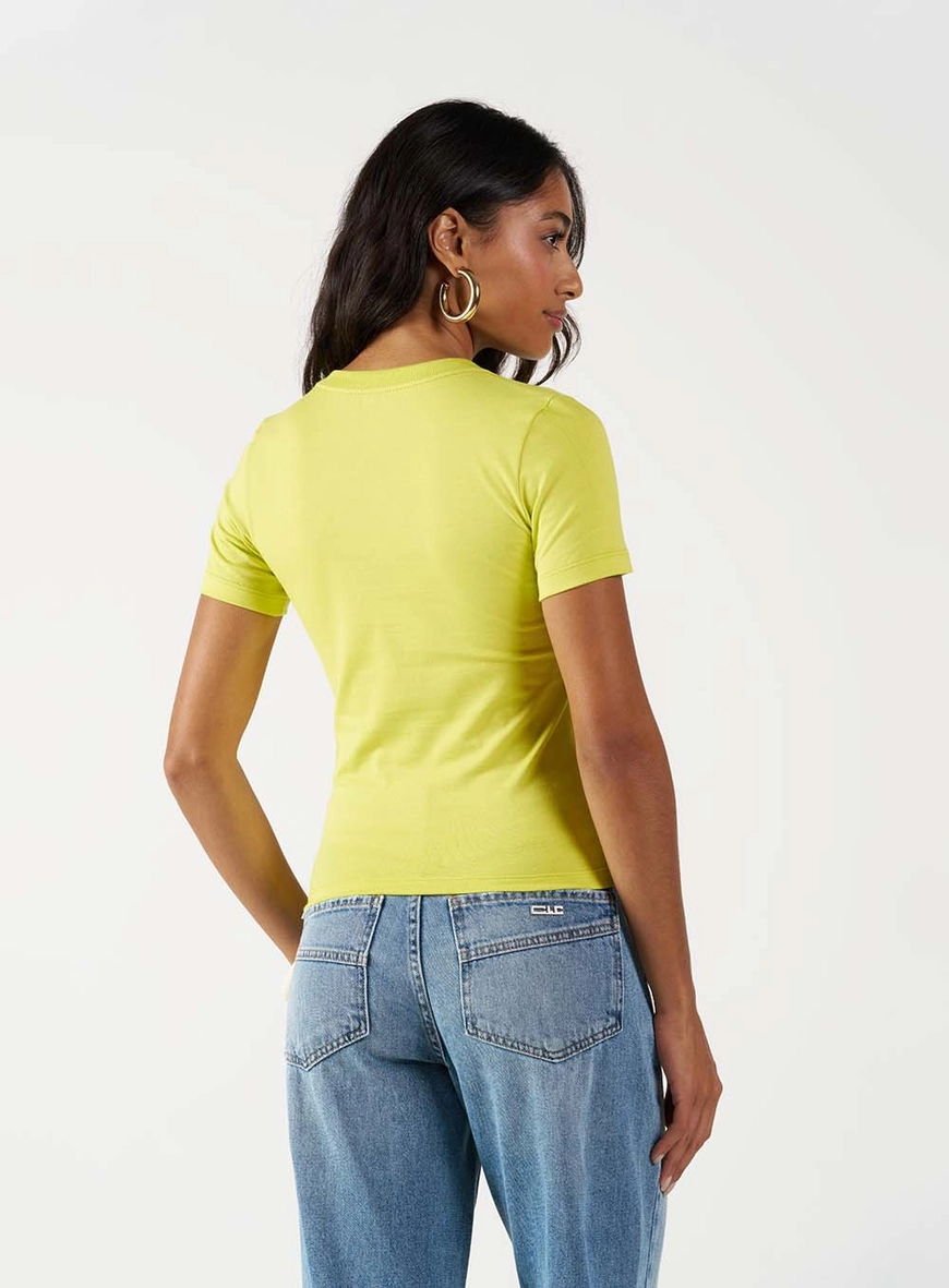 Camiseta Baby Look Com Aplicação Amarelo 3