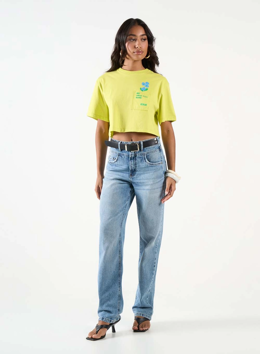 Camiseta Feminina Box Encurtada Amarelo 2