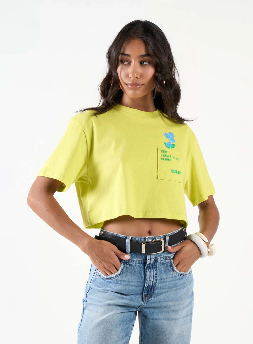 Camiseta Feminina Box Encurtada Amarelo 1