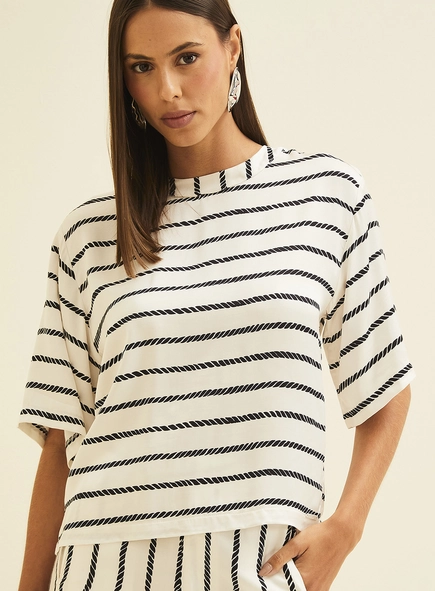 Camiseta Ampla Listrada