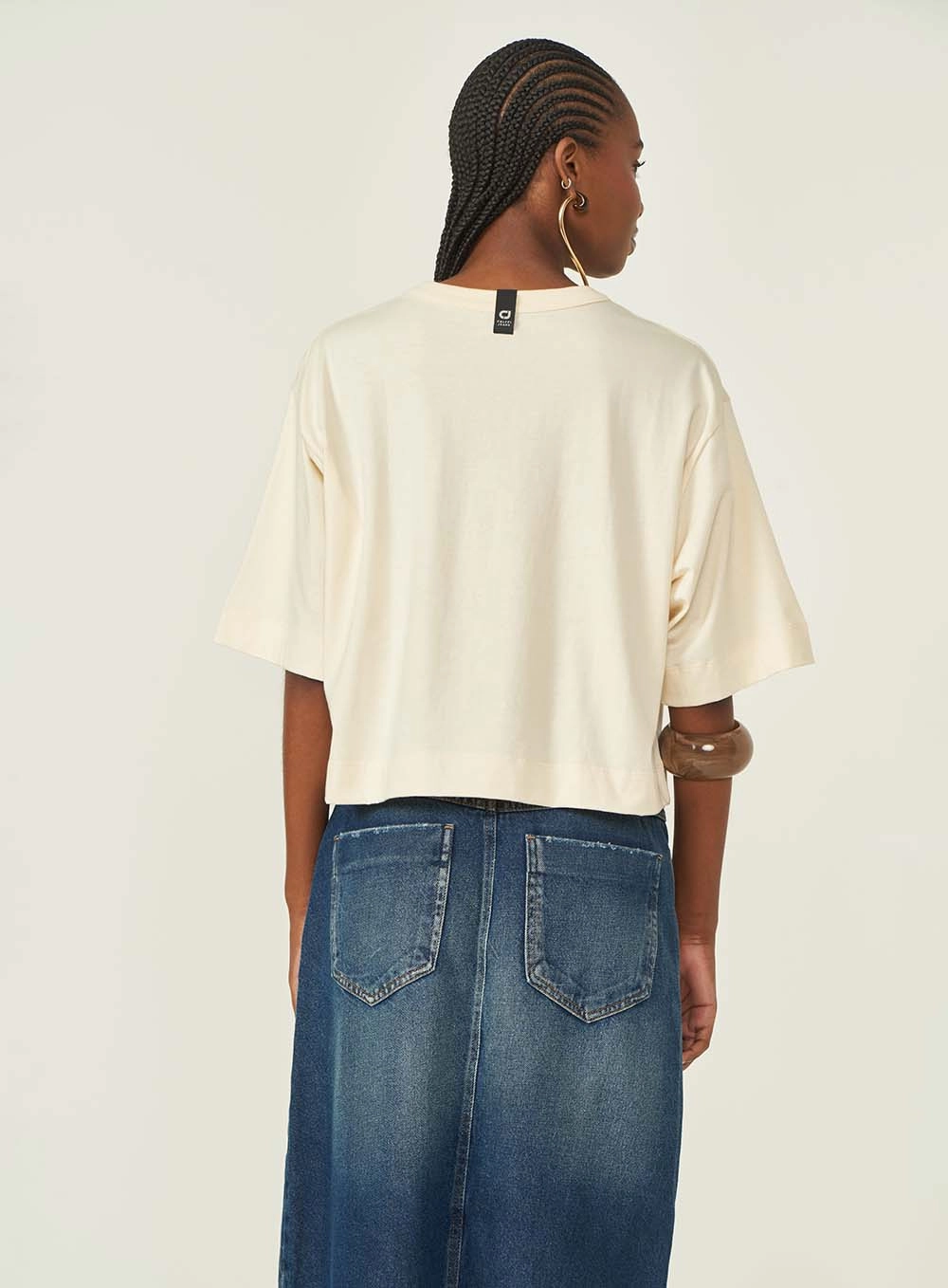 Camiseta Feminina Estampada Loose Bege