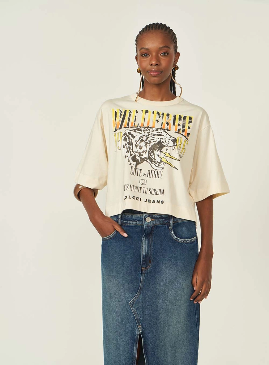 Camiseta Feminina Estampada Loose