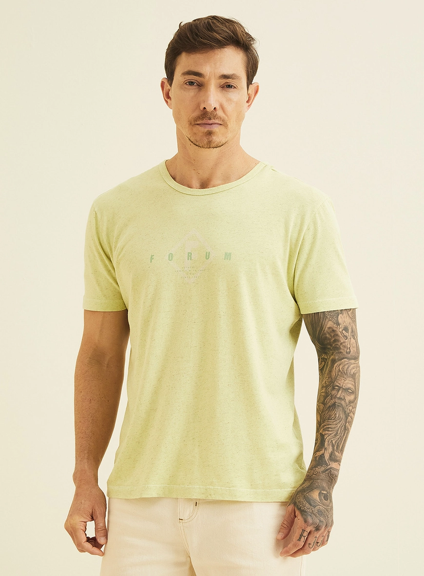 Camiseta New Slim Em Linho Com Estampa Verde