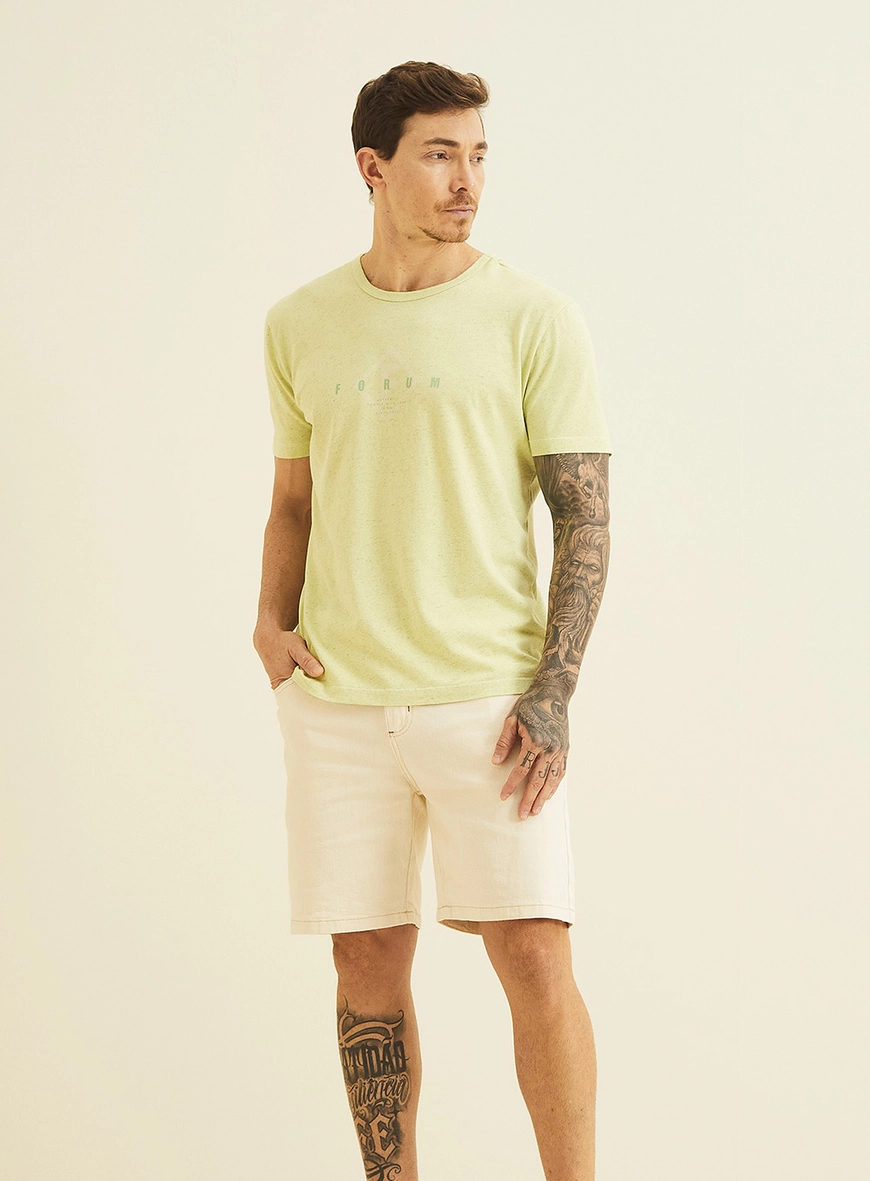Camiseta New Slim Em Linho Com Estampa Verde