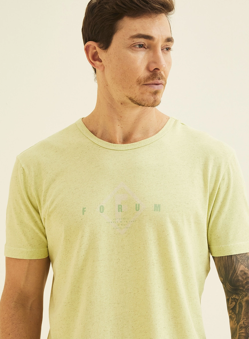 Camiseta New Slim Em Linho Com Estampa Verde