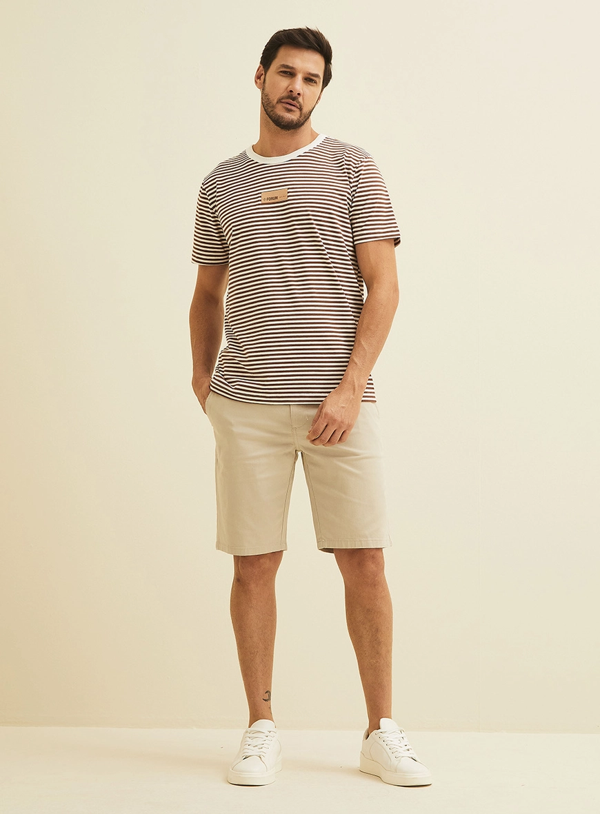 Camiseta Masculina New Slim Listrada Estampados
