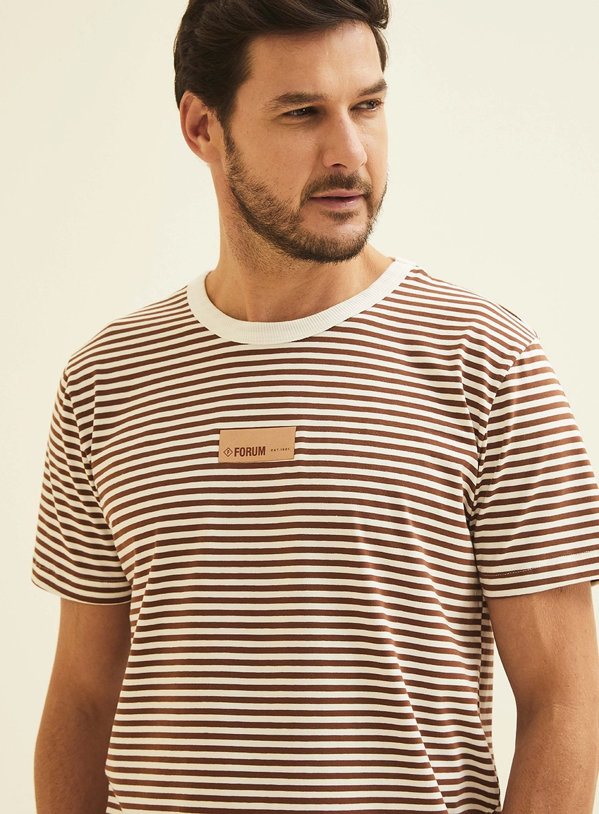 Camiseta Masculina New Slim Listrada Estampados
