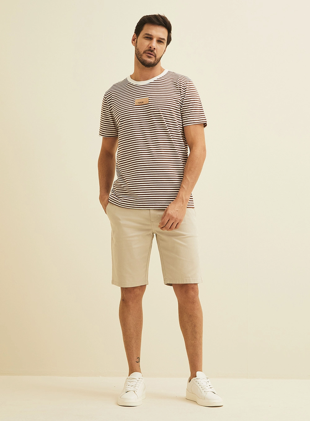 Camiseta Masculina New Slim Listrada Estampados 1