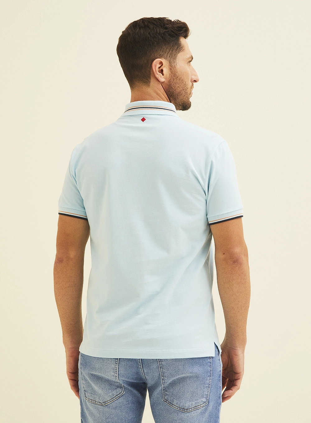 Polo Masculina Manga Curta Azul 4