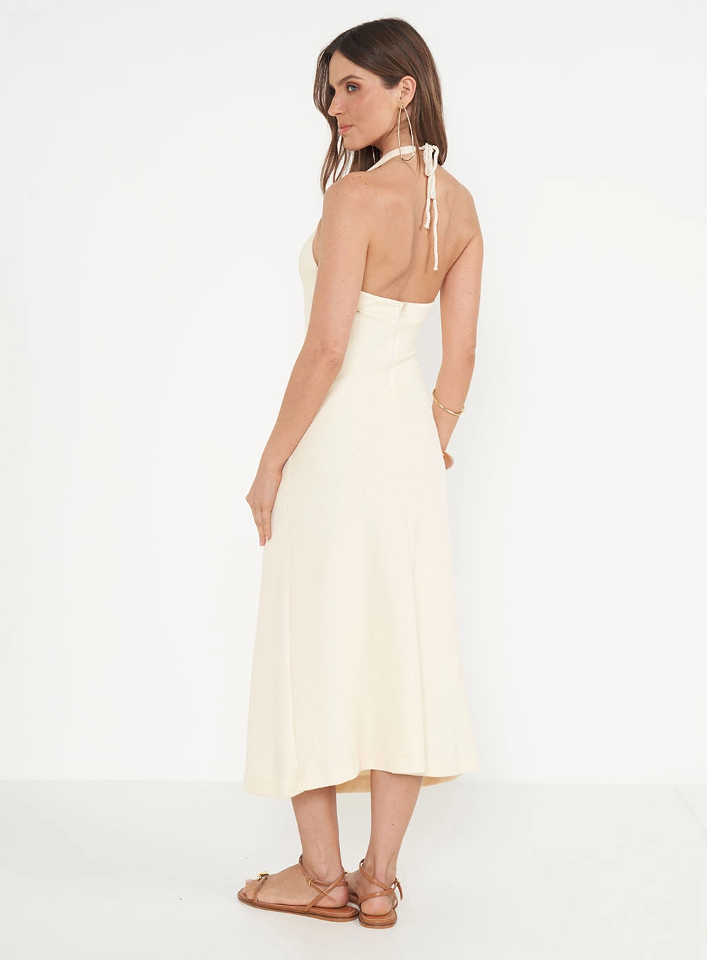 Vestido Longo Frente Única Comfort Bege