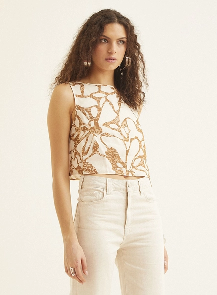 Regata Feminina Linho Estampada
