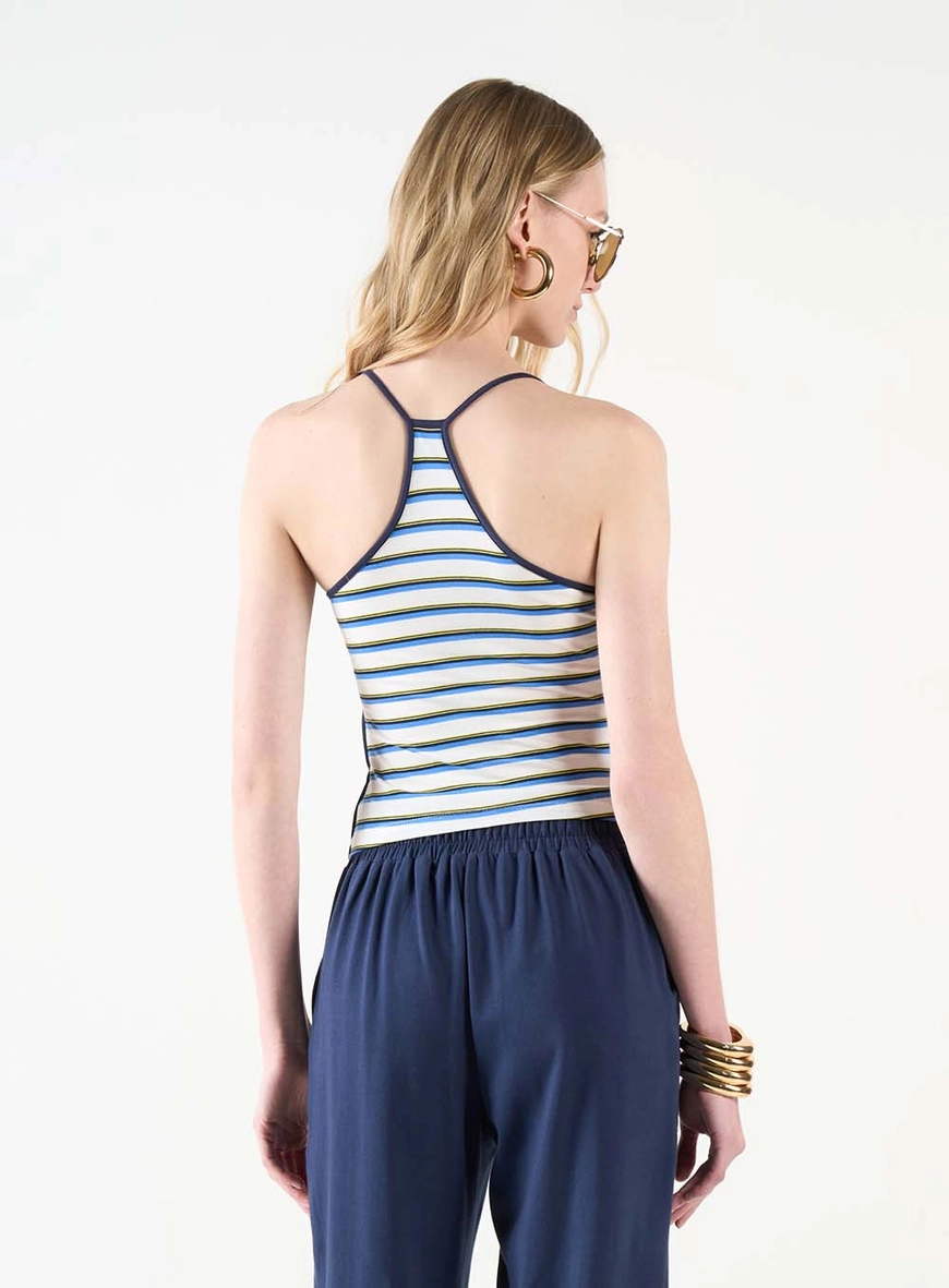 Regata Feminina Slim Estampada Em Listras Estampados 3