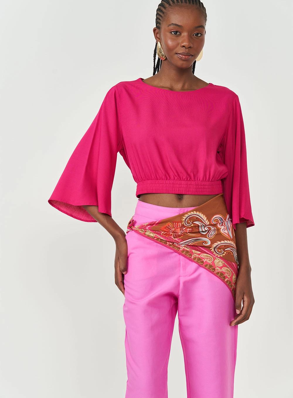 Blusa Comfort Com Cós Elástico Rosa