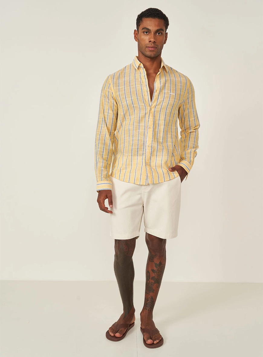 Camisa Listrada Manga Longa Relax