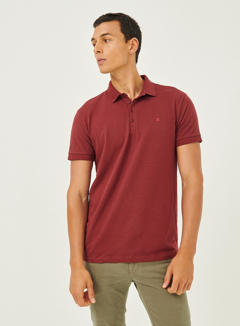 Camisa Polo Masculina Essential Piquet Bordô
