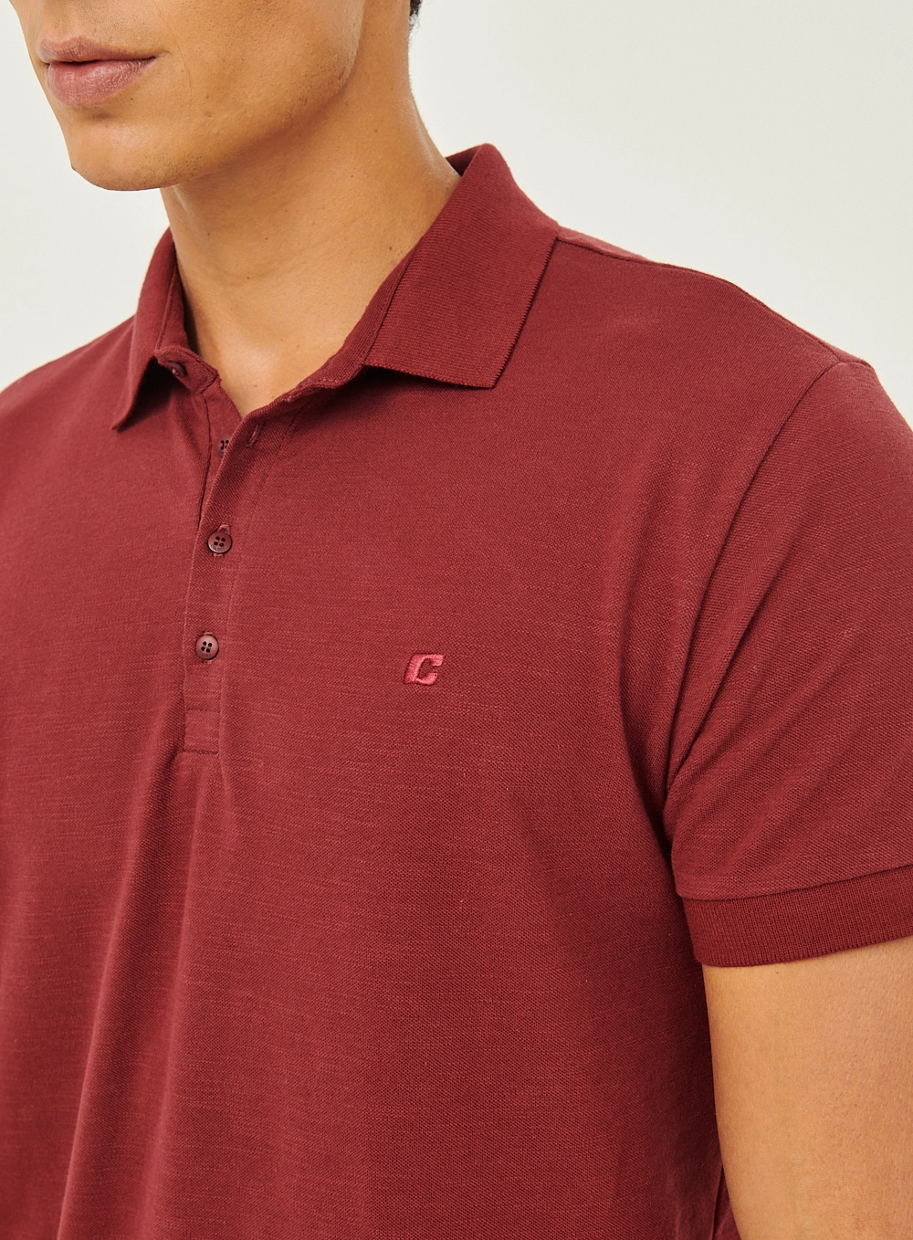 Camisa Polo Masculina Essential Piquet Bordô