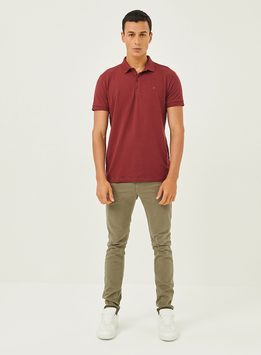 Camisa Polo Masculina Essential Piquet Bordô
